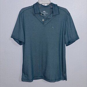 Tommy Bahama Polo Shirt Men's S Teal Blue Short Sleeve Embroidered Marlin Logo